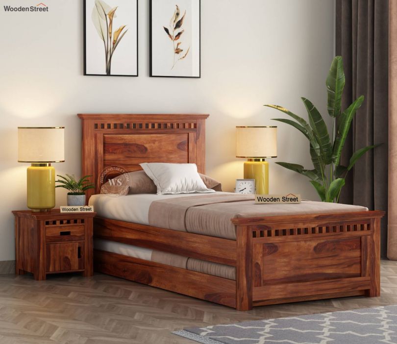 Front Image 1 - Adolph Trundle Bed (Honey Finish)