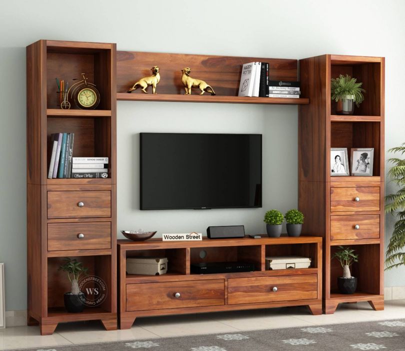 Front Image 1 - Chappell Sheesham Wood Tv Entertainment Unit (Honey Finish)
