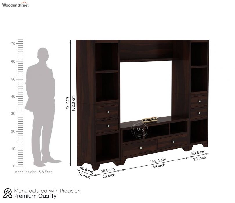 Dimension Image 1 - Chappell Sheesham Wood Tv Entertainment Unit (Walnut Finish)