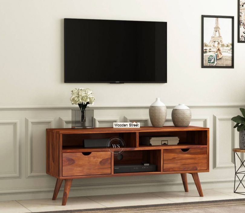 Front Image 1 - Lynton Small Tv Unit (Honey Finish)