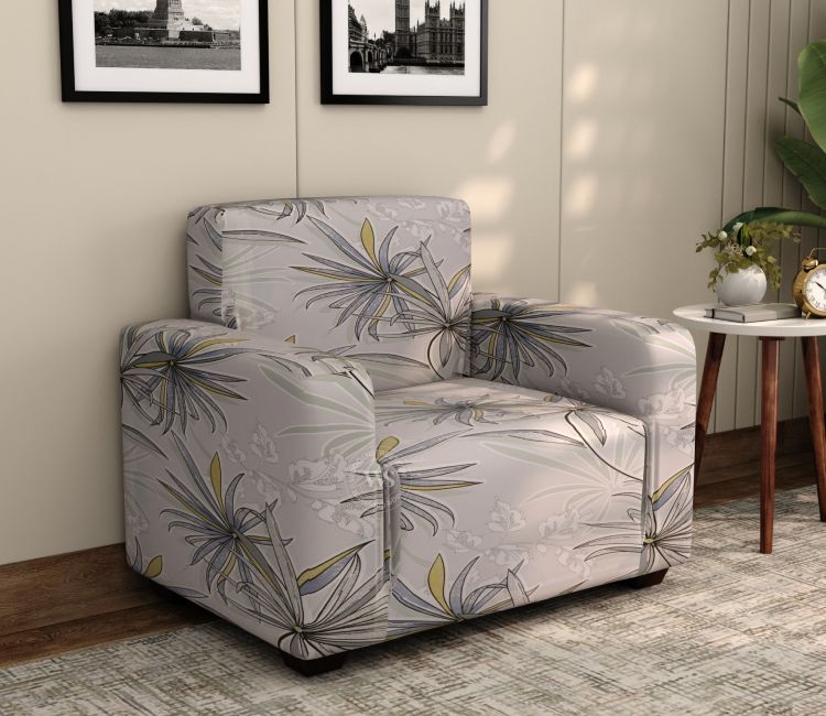 Cassia Floral Printed Polyester Spandex 1 Seater Sofa Cover (Beige) Sofa covers Online - Buy 3 seater sofa cover