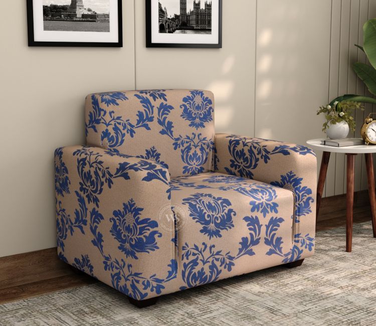 Grace Floral Printed Polyester Spandex 1 Seater Sofa Cover (Blue) Sofa covers Online - Buy 3 seater sofa cover
