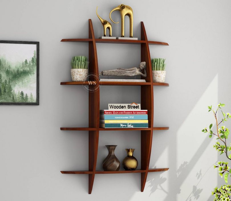 Front Image 1 - Shelly Wall Shelf (Honey Finish)