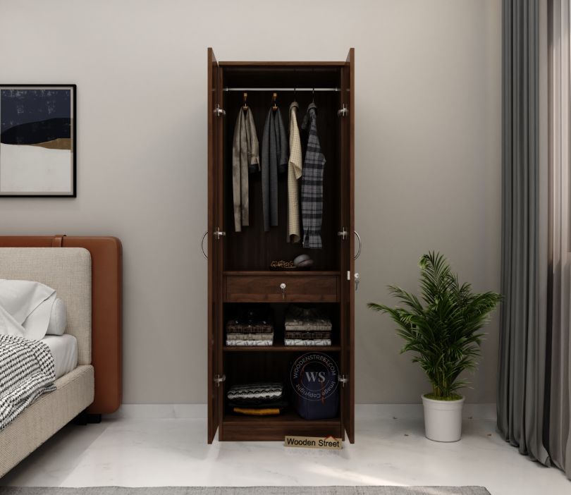 Solid Wood Armoire Wardrobe - 2 Doors & 2 Drawers, Clothing Organizer With Hanging Rod (Cherry Red, 8 Ft?)