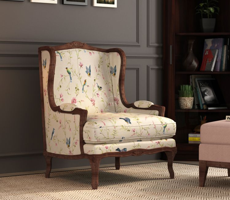 Adire Lounge Chair (Cotton, Cream Robins) Accent Chairs For Living Room - Adire Lounge Chair (Cotton, Cream Robins)