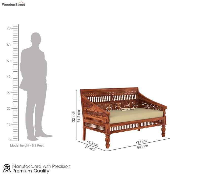 Dimension Image 1 - Alanis 2 Seater Wooden Sofa (Honey Finish)