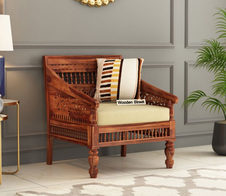 Alanis 1 Seater Wooden Sofa Design for living room