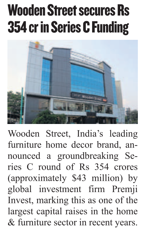 Wooden Street Secures Rs. 354 cr in Series C Funding